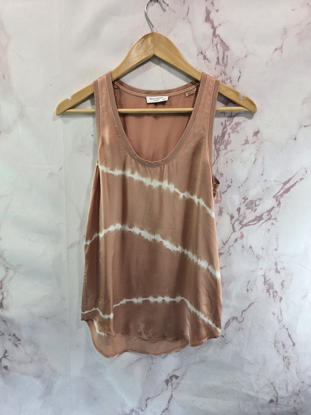 Equipment Tank Top Women XS Pink White Tie Dye Blouse Sleeveless Racerback Femme